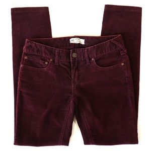 Low rise pincord-wale corduroy skinny maroon jeans (repost of prior listing)